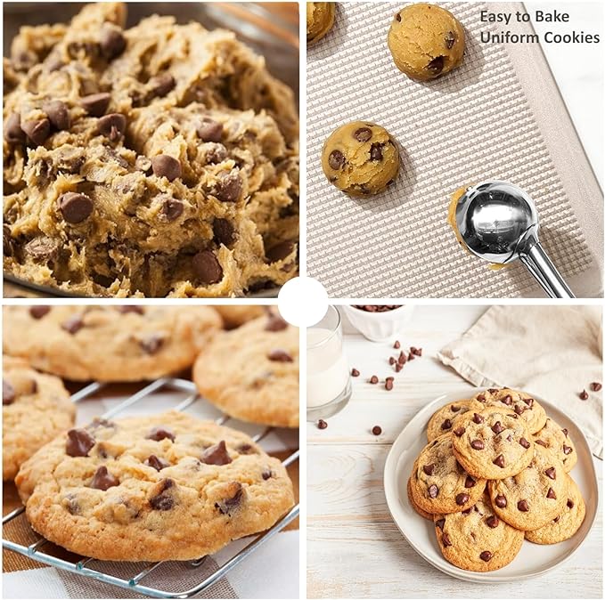 Ice Cream Scoop, Cookie Scoop, 4Tbsp/ 60ml/ 2oz Cookie Scoops for Baking, 18/8 Stainless Steel Cookie Scooper for Baking, Ice Cream Scooper with Trigger Release, Cookie Dough Scoop with Non-slip Grip