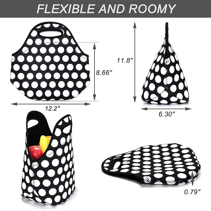 Neoprene Lunch Bag for Women Insulated Lunch Tote Bags Washable Lunch Container Box for Work Picnic Lightweight Meal Prep Bags for Men