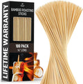 Zulay Kitchen Authentic Bamboo Skewers - 100, 14" Roasting Sticks - 5mm Heavy-Duty Bamboo Skewers - Thick Bbq Sticks - Ideal for Grilling & Camping