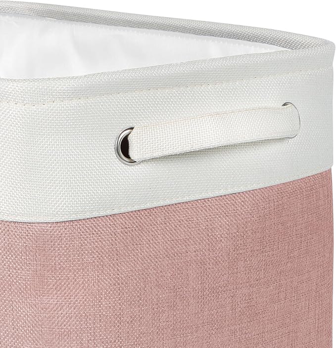 Kntiwiwo Foldable Storage Bin Collapsible Fabric Storage Basket Cube with Durable Handles Closet Organizer Bins for Organizing Shelves Drawers, Set of 3, 15" x 10" x 9.5", Pink