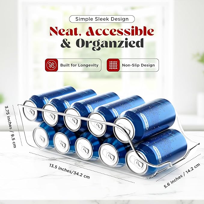 Utopia Kitchen Soda Can Organizer and Dispenser for Refrigerator/Pantry - Durable Can Storage Organizer Fridge & Kitchen Organization - (Clear, Set of 4)