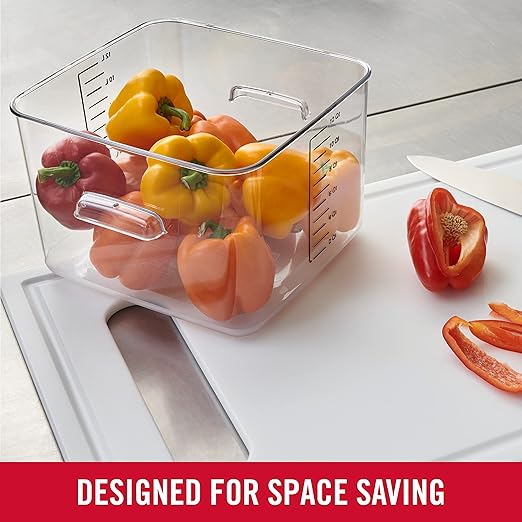 Rubbermaid Commercial Products, Space Saving Square Food Storage Container, 12 Quart, Clear, for Kitchen/Sous Vide/Meal Prep