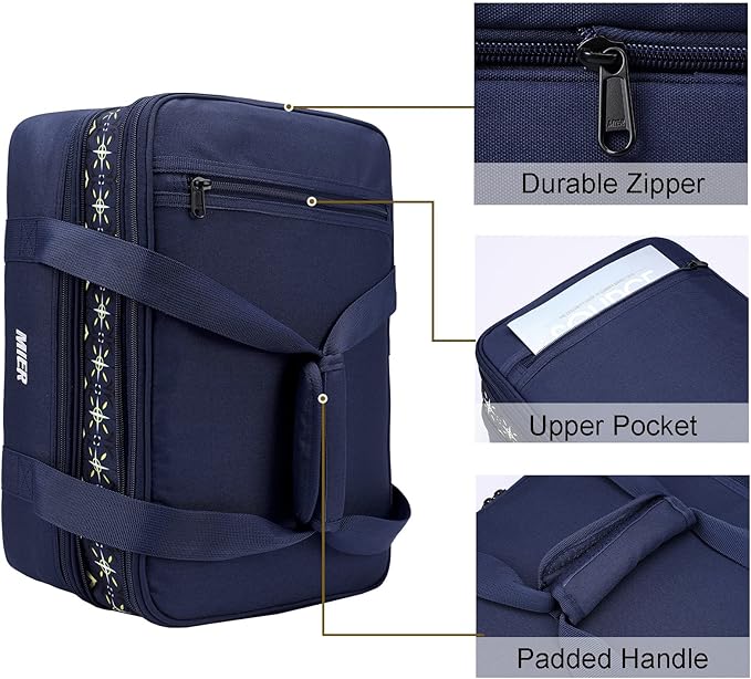 MIER Insulated Double Casserole Carrier Bag for Lasagna Lugger, Potluck Parties, Picnic, Beach, Fits 9 x 13 Inches Baking Dish, Casserole Dish, Expandable, Dark Blue