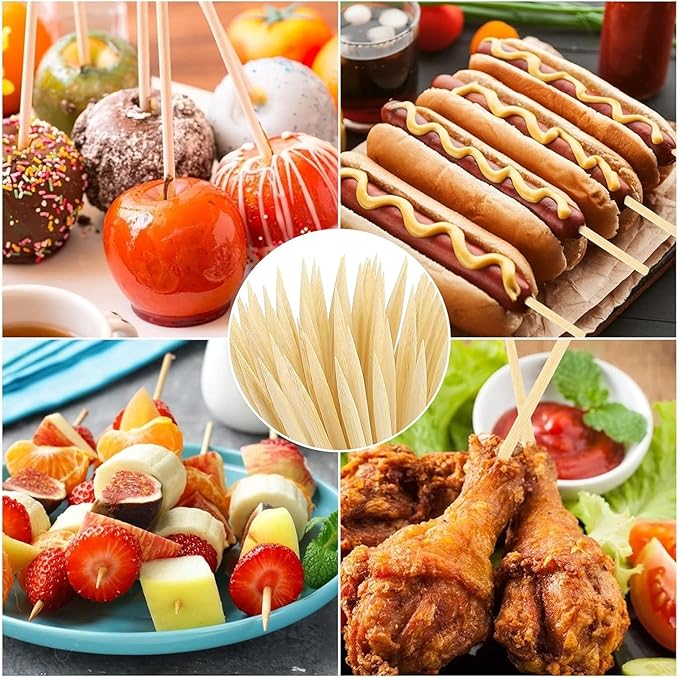 HANSGO Wooden Candy Apple Sticks, 5 mm 6.25 inch Bamboo Skewers for Caramel Apple Cotton Candy Sticks Lollipop BBQ Corn Dog, Fall Harvest Festivals Party Favor
