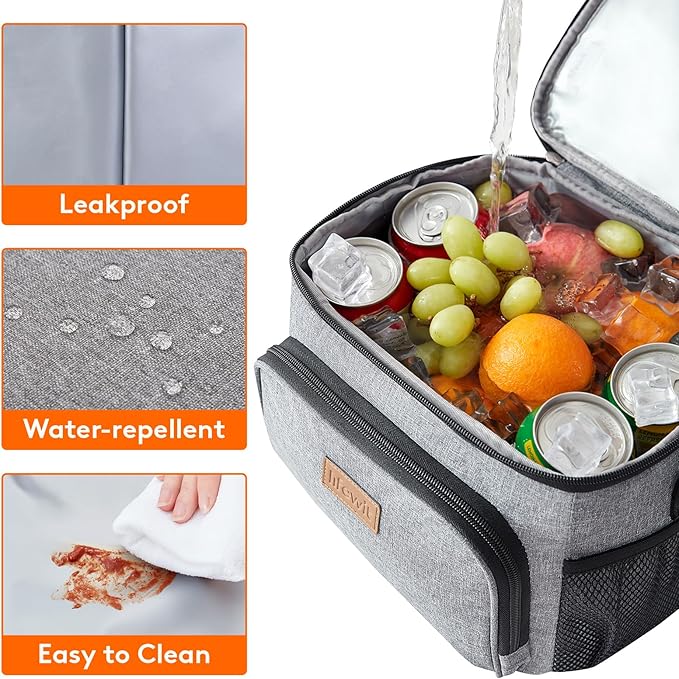Lifewit Reusable Insulated Lunch Bag for Men, Lunch Box Women, Portable Cooler Freezable Soft Lunchbox Leakproof with Adjustable Shoulder Strap for Adult for Work Picnic or Travel, Grey 15L