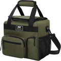 MIER Large Lunch Box for Men Women Adult Insulated Soft Sided Cooler 24 Can Leakproof Lunch Bag Collapsible for Work Travel Camping Beach, 15L (Army Green-No Luggage Strap)