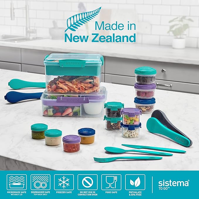 Sistema To Go Collection Bento Box Cube Plastic Lunch and Food Storage Container, 5.3 Cup, Multi-Compartment, Color Varies, BPA Free