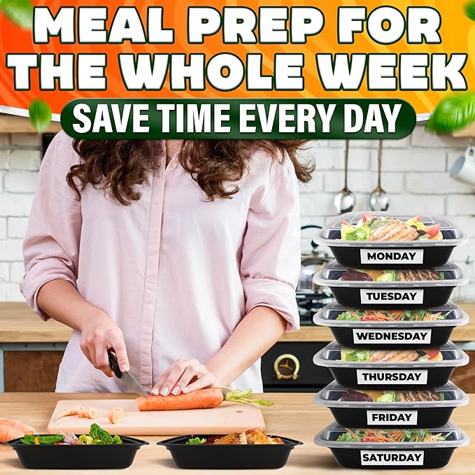 50 Pack [32 oz] Freezer Meal Prep Containers Reusable - Plastic Food Storage Containers with Lids, Dishwasher & Microwave Friendly, Warp-Resistant - Versatile Use for Meals, Leftovers & More