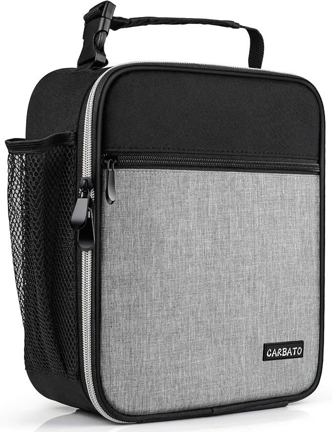 Lunch Bag, Durable Insulated Lunch Box Reusable Adults Tote Bag Lunch Bag for Men, Women, Adults (Black Gray)