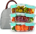 DAS TRUST 3 Pack Bento Box Glass Meal Prep Containers with Lids - 3 Compartment Glass Food Storage Containers for Microwave Oven