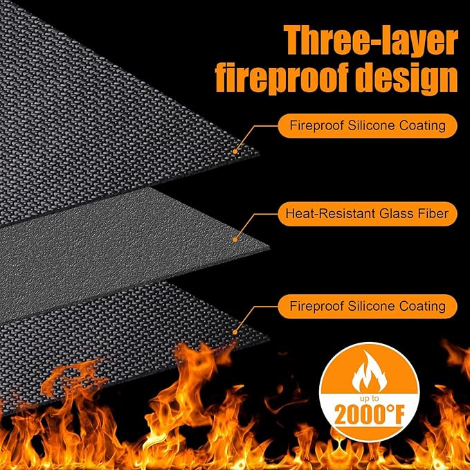 Fire Pit Mat,48-Inch Round Grill Mat for Outdoor Grill – Fire-Resistant, Waterproof & Oil-Proof Deck and Patio Protector