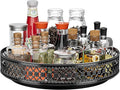 Ovicar Lazy Susan Organizer Turntable - 11 inch Rotating Spice Rack Metal Lazy Susan for Cabinet Pantry Kitchen Countertop Dining Table Cupboard Bathroom Refrigerator Vanity Black