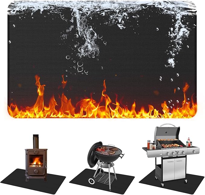 76x48in Under Grill Mats for Outdoor Grill,Waterproof,Oilproof and Fireproof Fire Pit Mat,BBQ Matt for Under Grill,Indoor Fireplace Mat，BBQ Protector for Decks and Patios