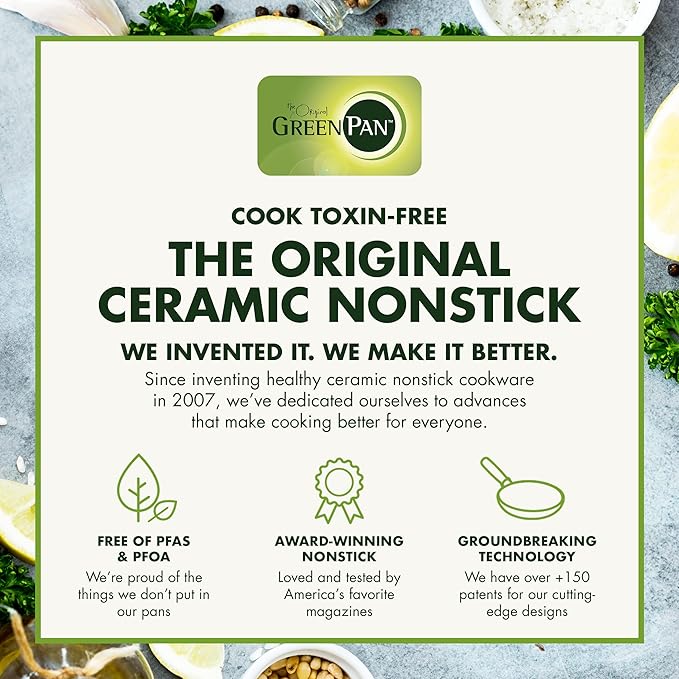 GreenPan Valencia Pro Hard Anodized Healthy Ceramic Nonstick 10" Frying Pan Skillet with Lid, PFAS-Free Cookware, Stainless Steel Handle, Induction Suitable, Dishwasher Safe, Oven Safe, Gray