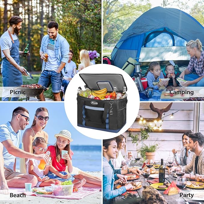 Maelstrom Collapsible Soft Cooler Bag, 24/30/60/75 Cans Beach Cooler, Ice Chest, Leakproof & Portable for Beach, Camping, Road Trips & Grocery Shopping