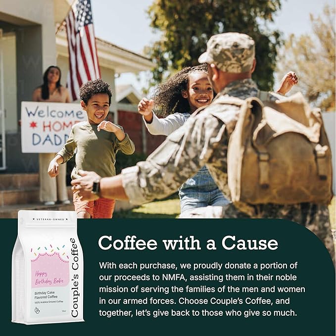 Couple’s Coffee Ground Coffee | Medium Roast Birthday Cake Flavored Coffee | Gives Back to Military Families | Happy Birthday Babe Birthday Gift | Made with 100% Arabica Beans | 12oz