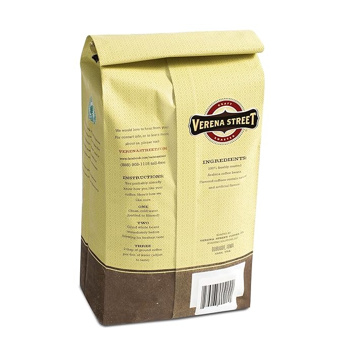 Verena Street 2 Pound Whole Bean Coffee, Medium Roast, Julien's Breakfast Blend, Rainforest Alliance Certified Arabica Coffee