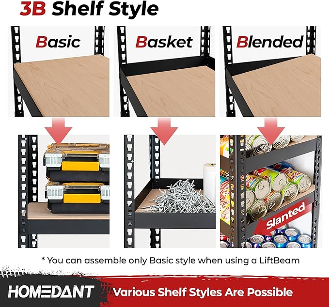 HOMEDANT 5 Tier Laminated Boltless Heavy Duty Garage Storage Adjustable Wide Size Metal Shelving Unit Utility Rack Shelves Organization Multipurpose Shelf Shed Warehouse 47.7"W x 18.2"D x 71.3"H 1Pack