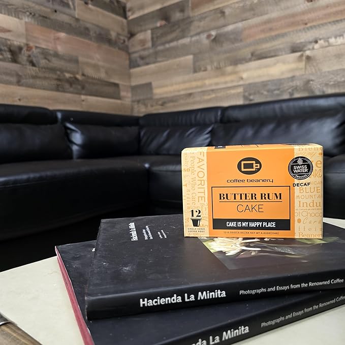 Butter Rum Cake Decaf Coffee Pods by Coffee Beanery | 12ct Medium Roast Arbica Coffee