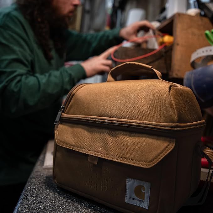 Carhartt 12 Can Two Compartment Lunch Box | Durable, Fully-Insulated Lunch Bag for Women & Men, Duck Blind Case, Large Lunchbox (Seabrook)