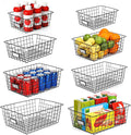 8 Set, Extra Large Wire Baskets for Organizing with Lables, Cabinet Pantry Organization and Storage Bins - Metal Basket for Kitchen, Laundry, Garage, Fridge, Bathroom Countertop Organizer, Black
