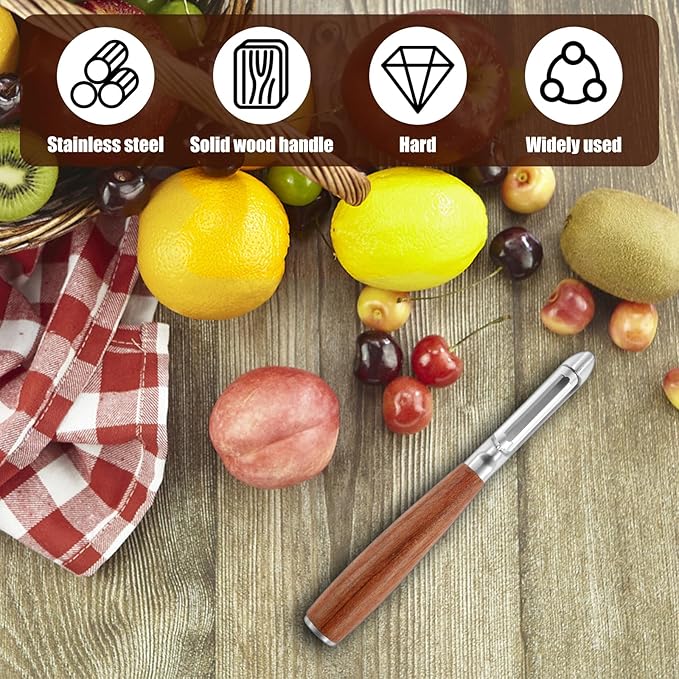5Pcs I Style Stainless Steel Vegetable Peeler for Fruit Veggie Heat Resistant Incisive Cucumber Peeler With Solid Wood Handle for Home Kitchen Use