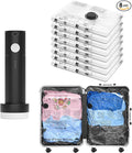 SUOCO Travel Vacuum Bags for Luggage with Portable Electric Pump, 8 Medium Packing Seal Bags for Clothing Suitcase Backpack, Space Saver Compression Clothes Storage Bags