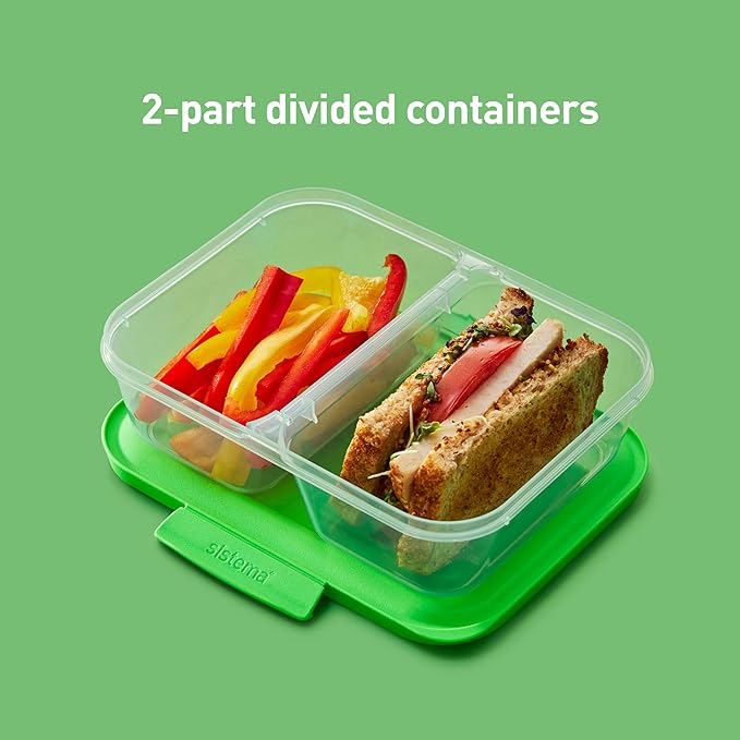 Sistema NEST IT Meal Prep Containers | 870 ml | Airtight Food Storage Containers with Compartments & Lids | BPA-Free | Green | Recyclable with TerraCycle® | 5 Count, White