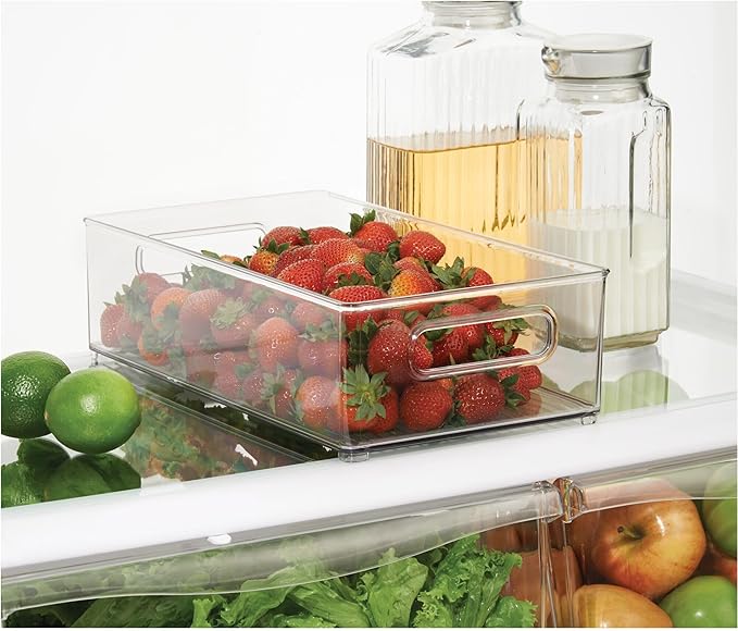iDesign Stackable Fridge Bin - Storage Bin for Freezer or Pantry Organization, Clear, Made in USA