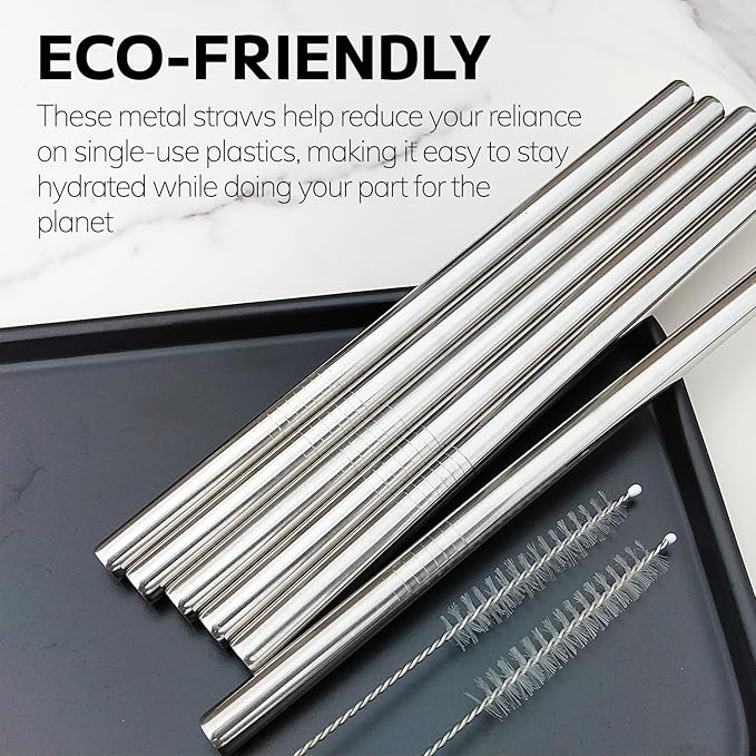 MIMORE Metal Straw for Owala 24 oz 32 oz - 6 PCS Satinless Steel Straws Compatible with Owala Straw Replacement - Resuable & Dishwasher Safe