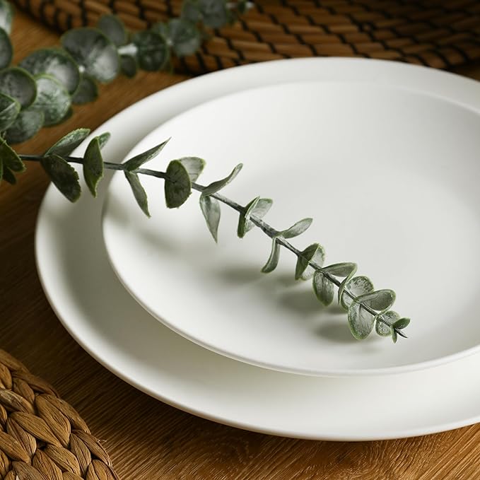 Stone Lain Taglio 12-Piece Dinnerware Set Bone China, Matte White