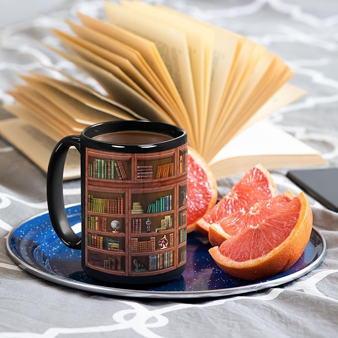 2IMT Books Mug Librarian Gifts for Book Lovers Women - Library Coffee Mug Book Club Gifts for Women - Reading Bookish Items Bookworm Librarian Lovers for Readers Writer Black 15oz