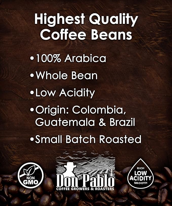 5LB Don Pablo Signature Blend - Medium-Dark Roast - Whole Bean Coffee - Low Acidity - 5 Pound (5 lb) Bag