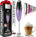 Zulay Kitchen Double Whisk Milk Frother – Handheld Foam Maker for Coffee, Lattes, Matcha, Hot Chocolate & Cappuccinos – Whip Creamy Froth in Seconds, Portable & Easy to Use