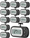 Frienda 12 Pack Black Digital Fridge Thermometer Waterproof Refrigerator and Freezer Room Max/min Record Function LCD Screen Refrigerator Thermometer with Hook and Magnetic Back for Home