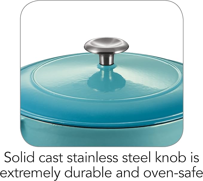 Tramontina Bestow Enameled Cast Iron Dutch Oven Pot with Lid, Round 5.5-quart, Medium Blue