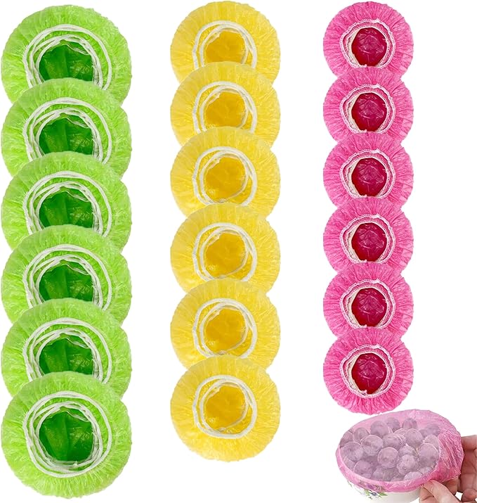 HANSGO 120PCS Bowl Covers Reusable, Elastic Plastic Wrap for Food Storage, Fresh Keeping Stretch Bags for Bread, Alternative to foil for Family, Outdoor Picnic, Sourdough Baking (3 Sizes)