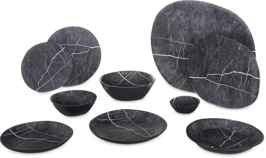 Carlisle FoodService Products Ridge Reusable Plastic Plate Dinner Plate for Home and Restaurant, Melamine, 10.5 Inches, Soapstone, (Pack of 12)
