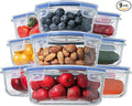 HOMBERKING Glass Food Storage Containers with Lids, [18 Piece] Glass Meal Prep Containers, Airtight Lunch Bento Boxes, BPA-Free & Leak Proof (9 lids & 9 Containers) - Deep Blue