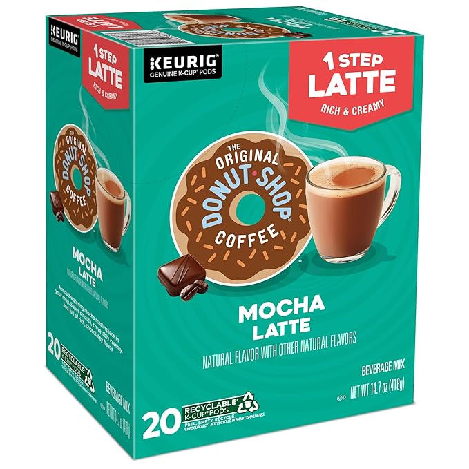 The Original Donut Shop Mocha One-Step Latte, Single Serve Coffee K-Cup Pod, Flavored Coffee, 20 Count