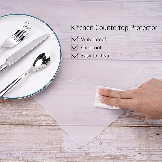 Gartful Silicone Mats for Kitchen Counter, Thicker 0.06", 25 x 17 inches Multipurpose Table Mat, Silicone Pad Desk Work Mat, Nonstick Nonskid Heat-Resistant Pad, Placemat, Translucent, 2PCS