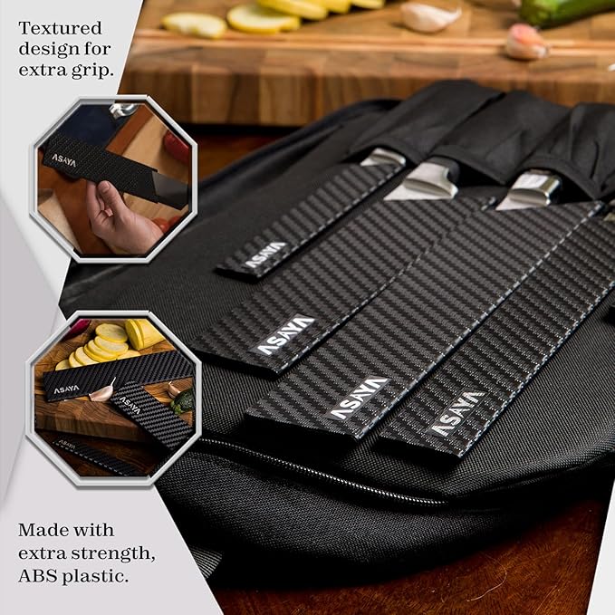 Asaya Professional Knife Edge Guards -Universal Blade Covers - Extra Strength, ABS Plastic and BPA-Free Felt Lining, non-Toxic and Food Safe - Knives Not Included (6Pcs)