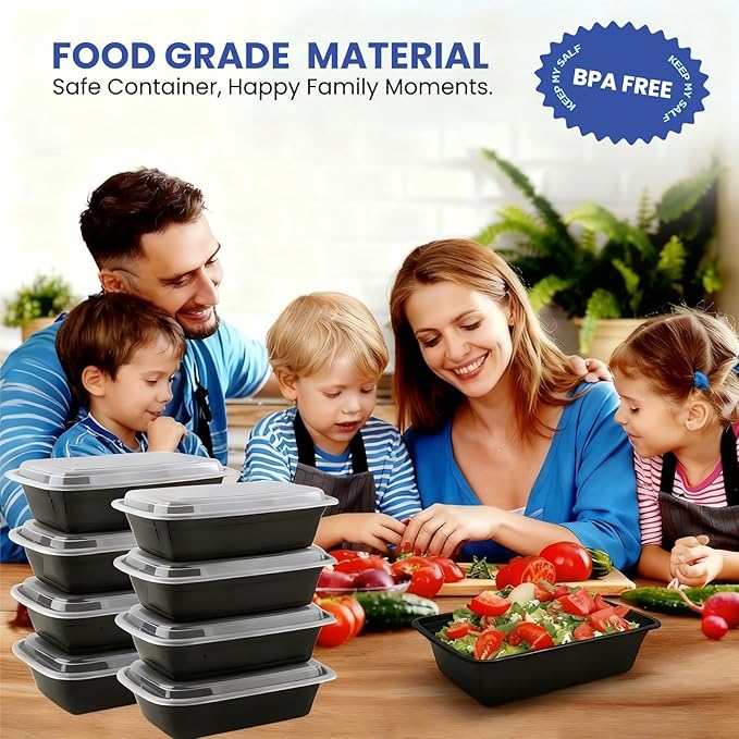 38oz 50 Pack Meal Prep Containers Reusable, Disposable Food Containers with Lids BPA Free, Microwave/Dishwasher/Freezer Safe To Go Containers