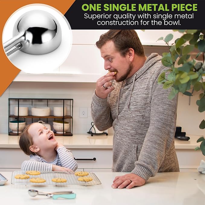 Spring Chef Large #20 Stainless Steel Cookie Scoop for Baking - Melon Baller - Multifunctional 2.93 Tbsp Cookie Scooper with Trigger Release for Ice Cream, Meatball, Cupcake, Muffin - Mint