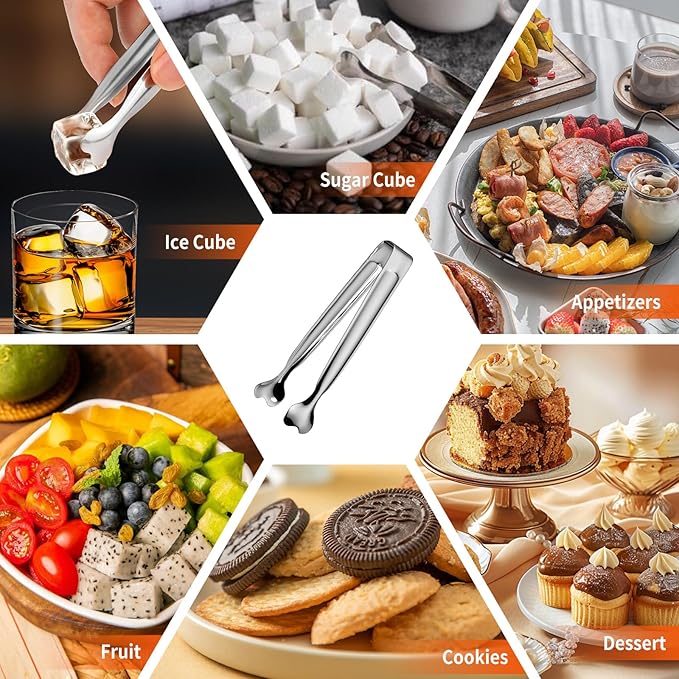 Serving Tongs, Anytrp 12-Packs Stainless Steel Sugar Tong, 5.3inch Small Tongs for Serving Food, Appetizers, Buffets, Coffee Bar, Kitchen, Tea Party, Desserts Party and Ice Bucket