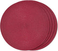 FunWheat Round Braided Placemats Set of 4 Place mats for Dining Tables Woven Heat Resistant Table Mats 15 inch (Wine,4pcs)