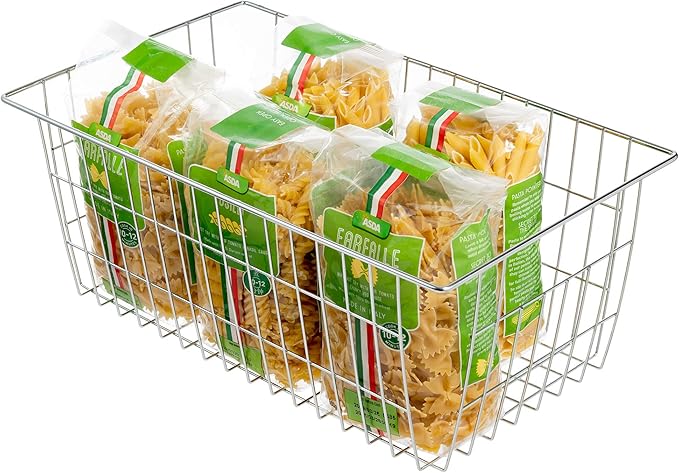 Slideep Farmhouse Wire Organizer Storage Bin Basket with Handles, Food Storage for Kitchen Cabinets, Pantry, Closet, Bedroom, Bathroom, Office 6 Pack