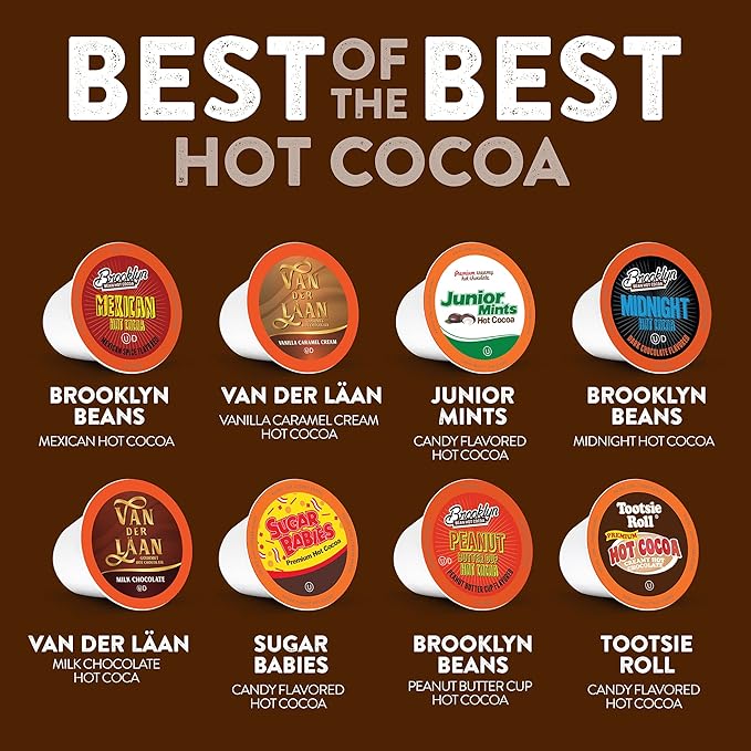 Best of The Best Pods Compatible With 2.0 Keurig K Cup Brewers Variety Sampler Assorted Cocoa 5 Cups Of Each Flavor, Hot Chocolate, 40 Count