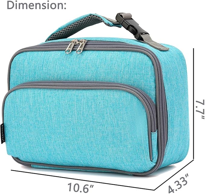 FlowFly Kids Lunch box Insulated Soft Bag Mini Cooler Back to School Thermal Meal Tote Kit for Girls, Boys, Sea Blue