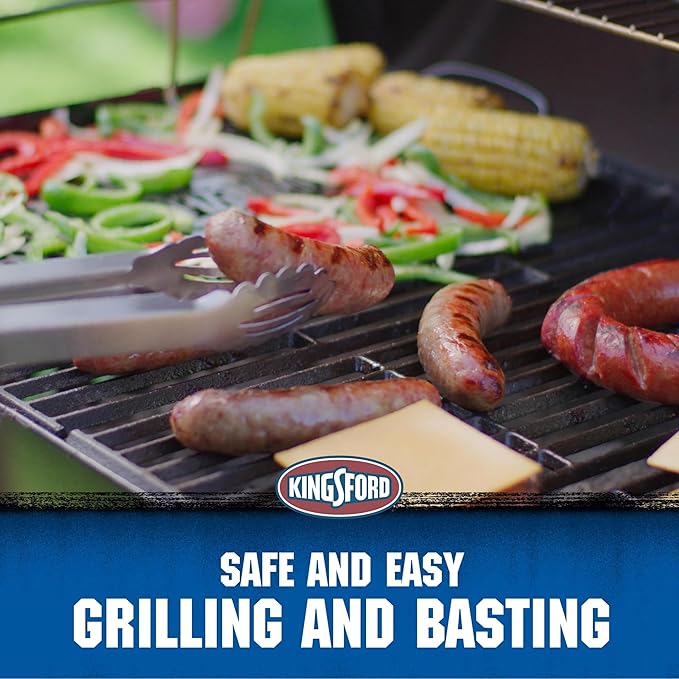 Kingsford Stainless Steel 3-Piece BBQ Tool Set | Tongs, Basting Brush, Spatula | Rust-Resistant Grilling Tools